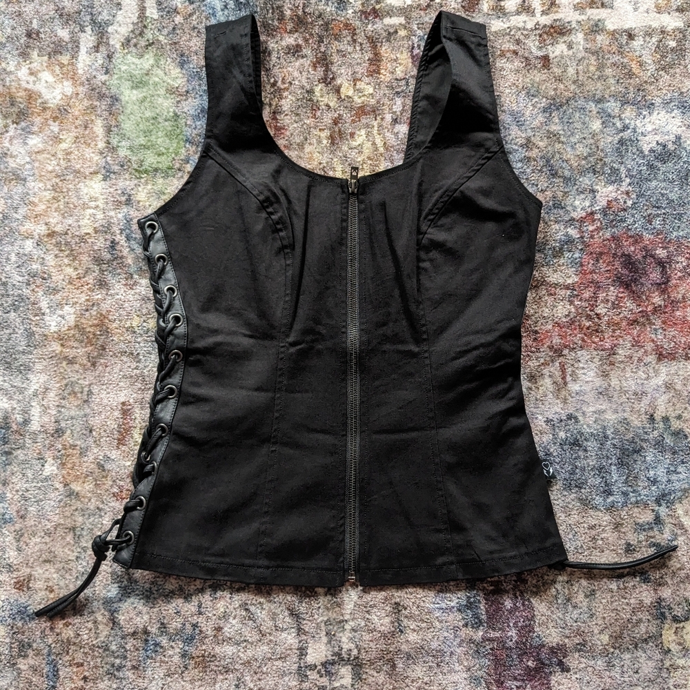 Tripp Y2K Joan Jett Lace Up Zipper Corset Top